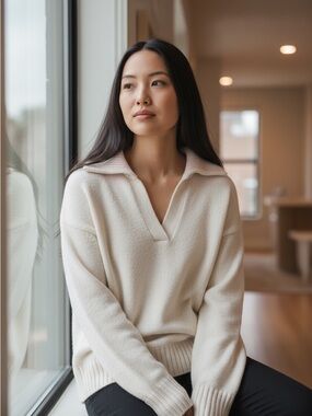 Veronica Beard Ivory Brogan Sweater XL Knit Pullover With Ribbed Collar NWT